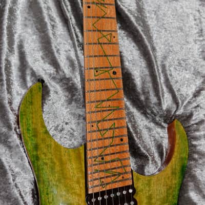 Boutique guitar Ergal 7 string fanned points and lines edition by GB Liuteria image 11