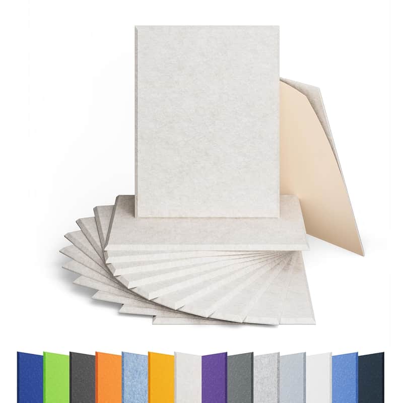 12 Pack Acoustic Panels Self Adhesive Sound Proof Foam, High Density Sound Acoustic Panel, 16X12X0.4 Inch Rectangle Panels In Home, Office, Reccording Room, Studio,And More(Beige) image 1