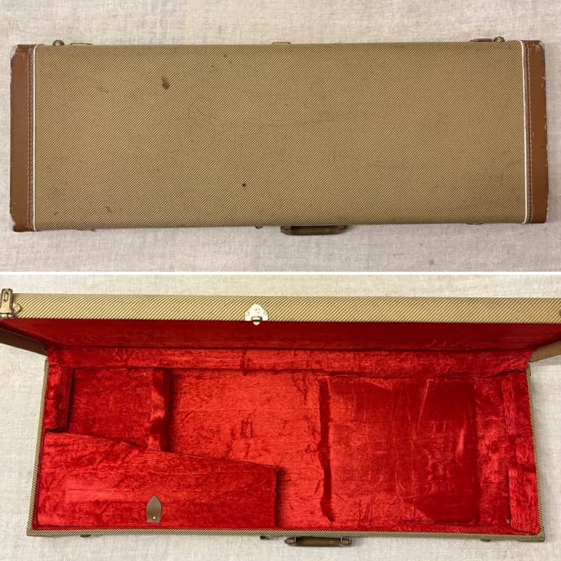 1990’s Fender Tweed Hardshell Case Fits Stratocaster / Telecaster Plush Red Interior image 1