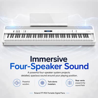 Roland FP-90X Portable Digital Piano with Stand and Pedal Unit Bundle (White) image 3