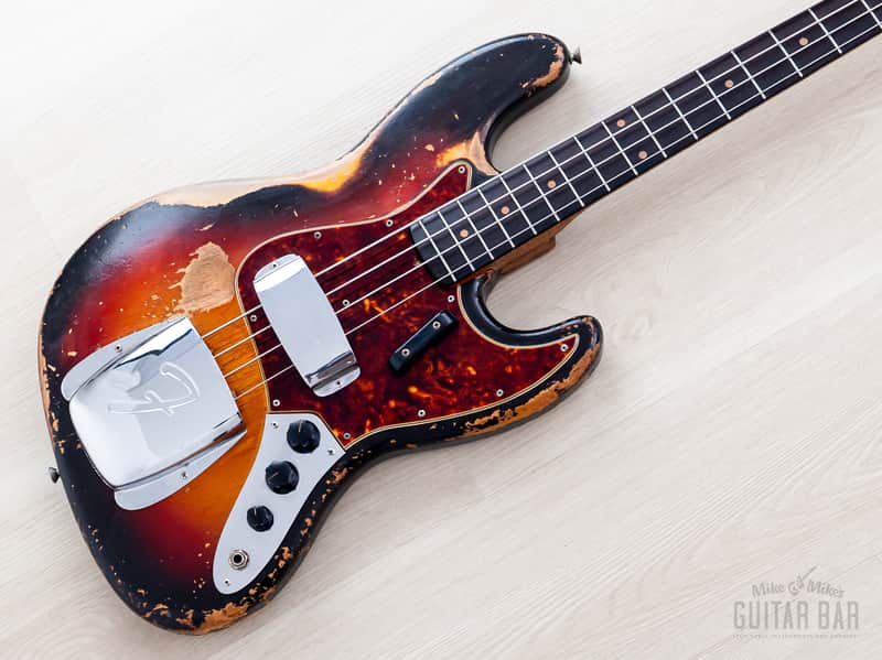 1962 Fender Jazz Bass Vintage Pre-CBS Slab Board, Sunburst w/ Case image 1