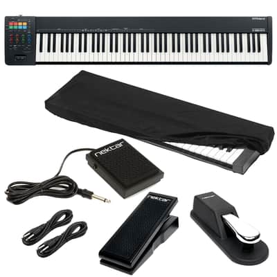 Roland A-88MKII MIDI Keyboard Controller, Dust Cover, Sustain Pedal, Nektar NP-1, Nektar NX-P, (2) 1/4 Cables Bundle