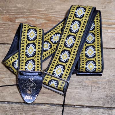 Vintage Original 1960's Ace Guitar Strap Woodstock Peace Love * Yellow Black White* image 3
