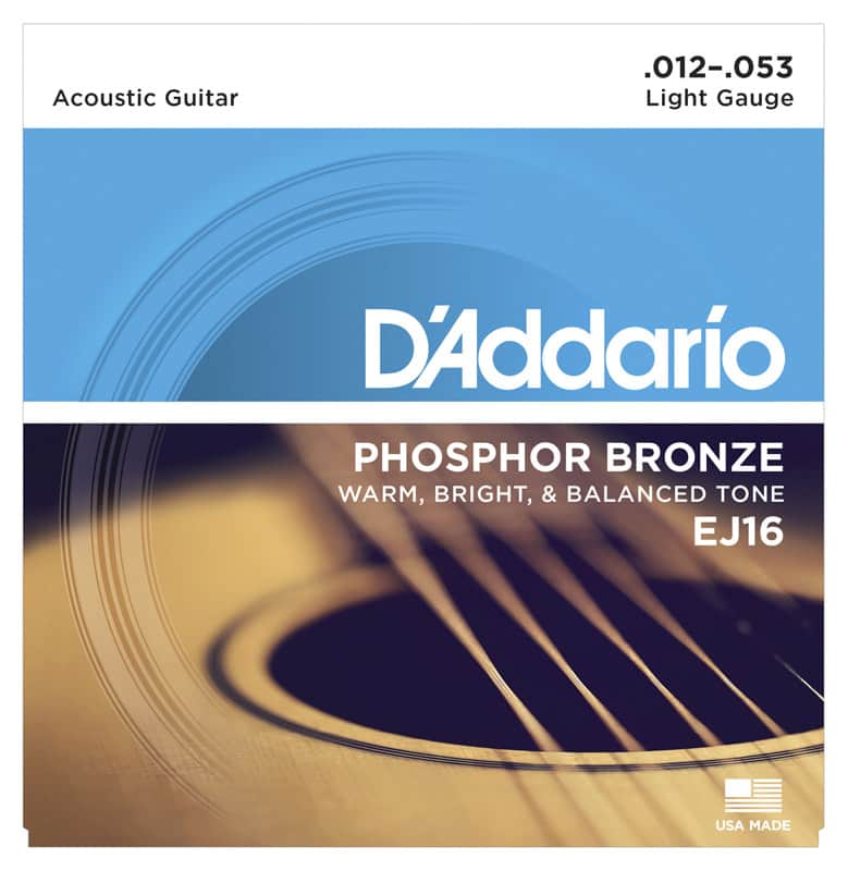 D'Addario EJ16 Phosphor Bronze Acoustic Guitar Strings, Light, 12-53 image 1