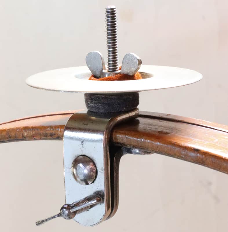 Greeko 3.5" (Chime) Cymbal with Chrome Plated Walburg & Auge Holder, Traps Era, 1920s -30s / INSPECTED & TESTED image 1