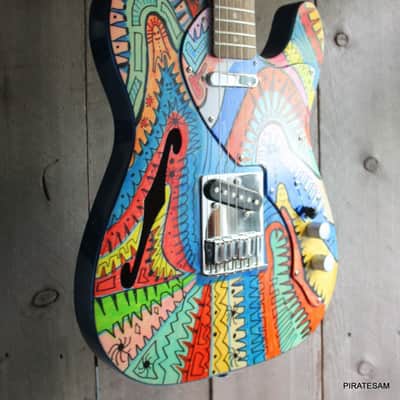 Squier Affinity Telecaster Thinline Custom Art Guitar " Blues Man Coop " image 6