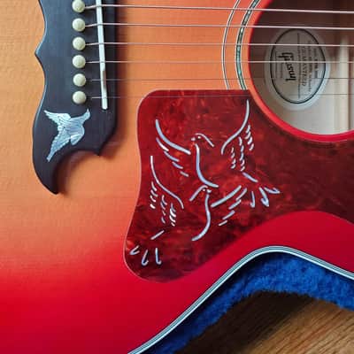 Gibson Custom Shop Super Dove Acoustic 1 of 1 || Doves in Flight + Super Jumbo Cherry Sunburst Flamed Maple image 2