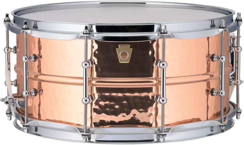 Ludwig Copper Phonic Hammered Snare Drum 14 x 6.5 in. Copper Finish with Tube Lugs image 1