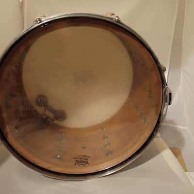 Slingerland/Radio King Snare drum 8x14 clamshell strainer solid shell 1940s - Black Diamond Pearl BDP image 10