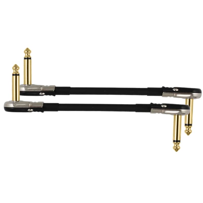 2-Pack 8" S-Shape Castline Gold Mogami 2524 Guitar Pedal Board Patch Cable TS Low Profile Pancake Connector image 1