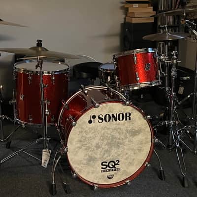Sonor SQ2 Medium Maple 3 pc 2020+ - Red Sparkle Lacquer, Fiery Red Interior image 2