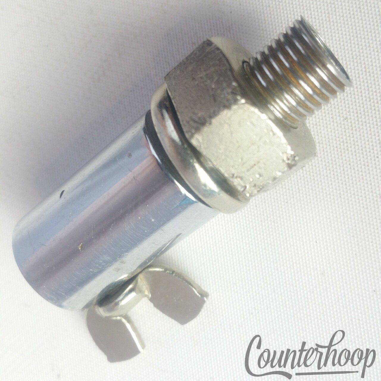 W&A Ludwig/++ Bass Drum 3/8Disappearing Spur Mount Leg Receiver Chrome Vintage — main photograph