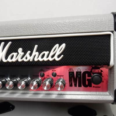 Marshall MG15 HFX LEAD MG 15 Watt Guitar Head Cabs Amp Amplifier MINI MICRO Stack Vintage SILVER 170 image 4