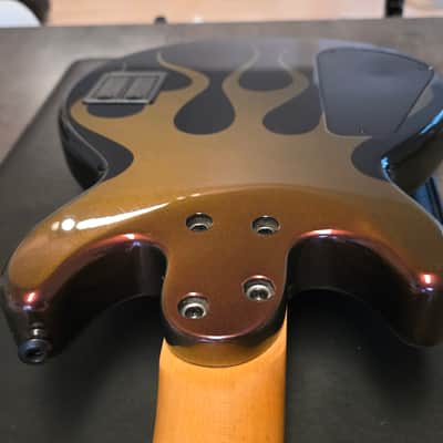 Jackson USA JJ Bass Custom Shop Interference Hot Rod Flames Flip-Flop Color Change 32" Medium Short Scale Scott Ian Music Man Stingray Pickup 18V Preamp American Slap Bass Guitar image 13
