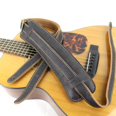 Walker & Williams C-19-DBLK Distressed Black Finish Leather Vintage Slash Strap Extra Long image 6