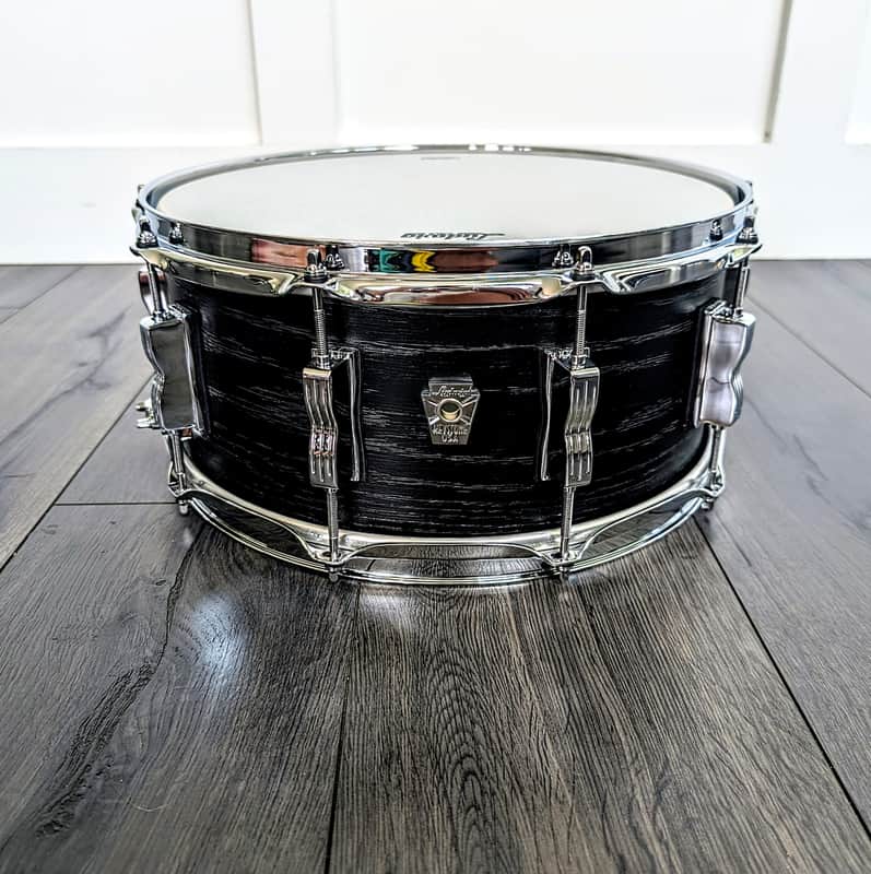**BRAND NEW** Ludwig 14" x 6.5" Keystone X (Classic Oak) 5 Ply Maple/Oak Hybrid Standard Snare Drum Black Night Oak Color 10 Lug New Old Stock NOS Made in the USA image 1