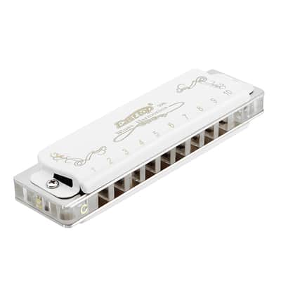 10 Hole Harmonica Professional Blues Harp White Color Transparent Acrylic Comb - Key of C image 2
