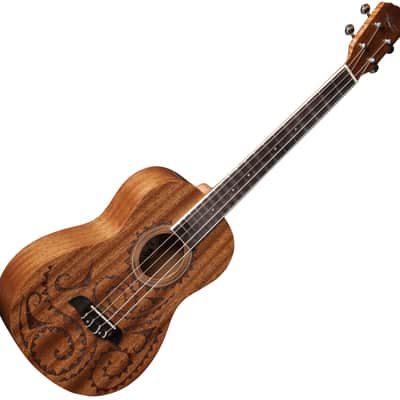 Oscar Schmidt OU52TAT All Mahogany Laser Etched Tattoo 4-String Acoustic Baritone Size Ukulele image 1
