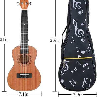 Ukulele Bag 21 Inch Ukulele Bag Waterproof Oxford Musical Note Case Single Shoulder Backpack Adjustable Straps with Ukulele Capo image 2