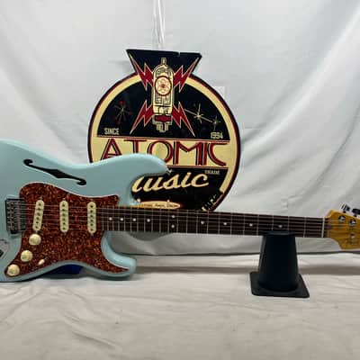 Fender Limited Edition American Professional II Stratocaster Thinline Semi-Hollow Body Electric Guitar - Transparent Daphne Blue image 1
