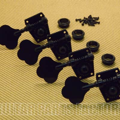 GB400BK-SET-L 4-Inline Left-Handed Black Bass Tuners w/ Mounting Hardware image 1