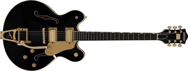 Gretsch Broadkaster LX Center Block with String-Thru Bigsby and Gold Hardware Ebony FB Black with Bag