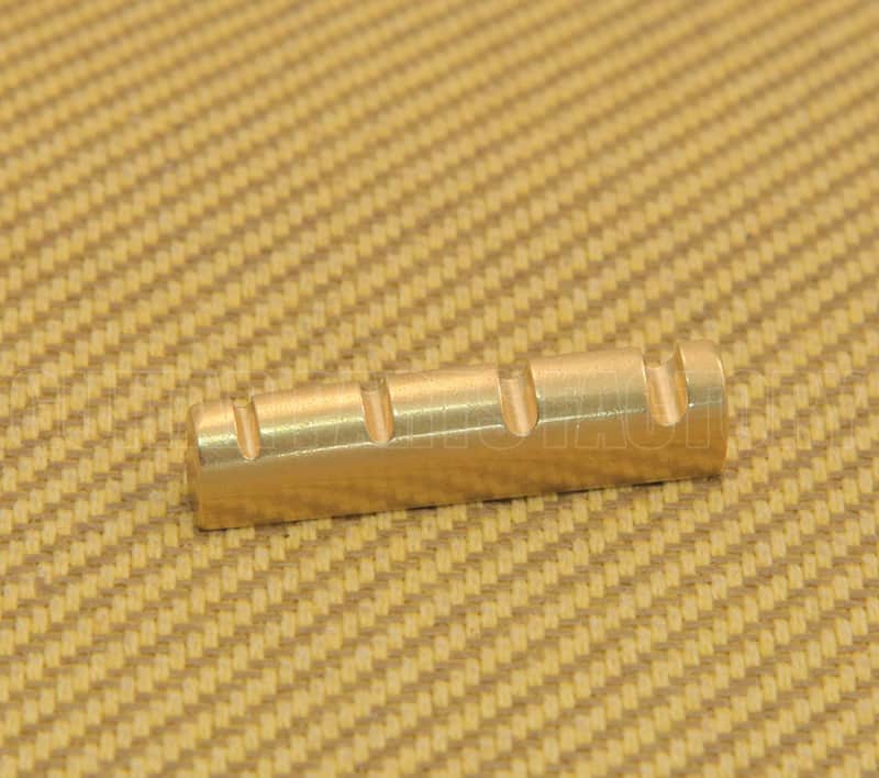 BN-3BRASS (1) Brass Slotted 4-String Guitar Bass Nut 43mm image 1