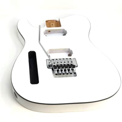 Brio LEFT HAND T-Style White Floyd Rose Ready Black Binding Belly Cut image 4