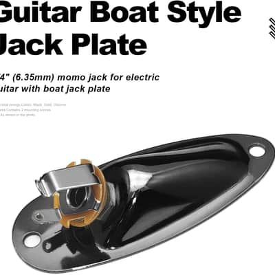 Guitar Input Jack Socket Plate Output Loaded Boat Style 1/4 Inch with Screws for Fender Stratocaster Strat St Mono Electric Guitar for Electric Guitar Replacement Parts (black) image 2