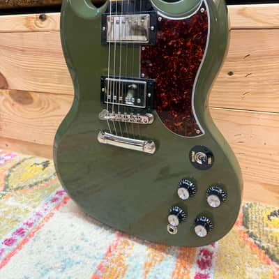 Gibson CME Exclusive SG Standard with T-Type Pickups, Tortoise Pickguard 2018 - Olive Drab image 4