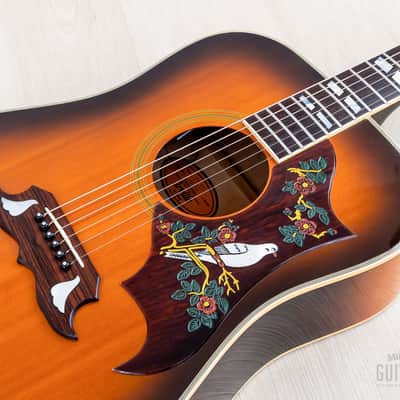 1991 Orville by Gibson Dove Vintage Sunburst Dreadnought Acoustic Electric Guitar w/ Case image 7