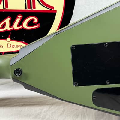 Jackson X Series RRX24 rrx 24 Randy Rhoads Flying V Guitar with Reverse Inlays + Reverse Headstock 2022 - Matte Army Drab with Black Bevels image 12