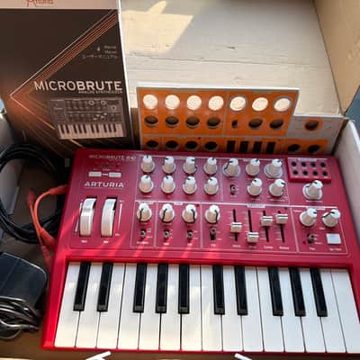 Arturia MicroBrute Red Analog Synthesizer – Rare Red Edition – Box, PSU, Manuals & Patch Sheets image 3