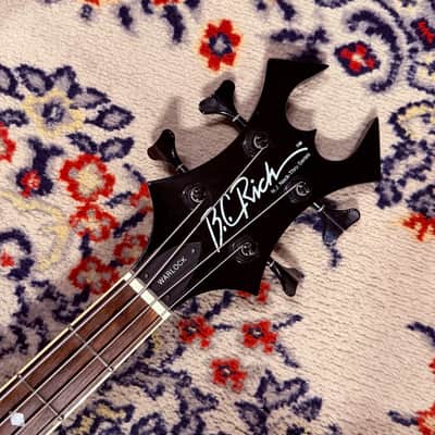 2000 B.C. Rich N.J. Neck Thru Series Warlock Bass - Made In Korea - Transparent Black w/ Coffin Case Bild 5