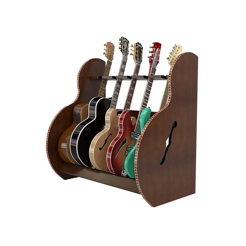 A&S Crafted Products SESXW5 The Session™ Deluxe 5 Guitar Stand For Acoustics & Electrics in Walnut image 1