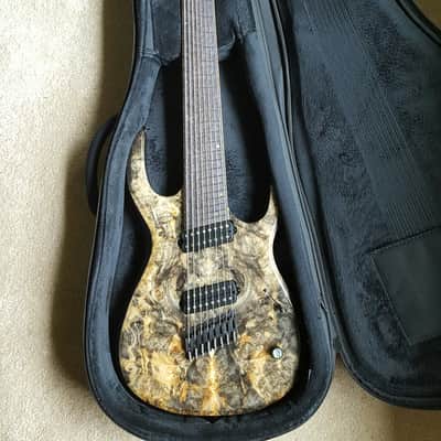 Kiesel/Carvin KM8 Kiesel 70th Anniversary Premium Multiscale 8 String Guitar 2016 Natural Buckeye Burl image 8