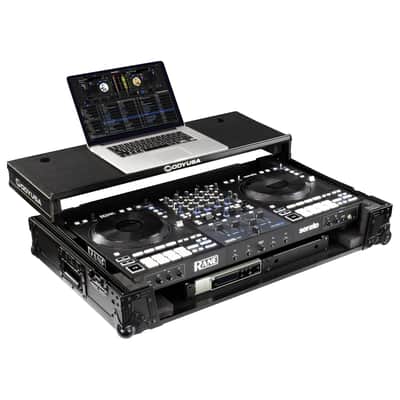 Odyssey FZGSRANE4W1BL - RANE FOUR Black Label 1U Flight Case with Glide Style Laptop Platform and Wheels image 2