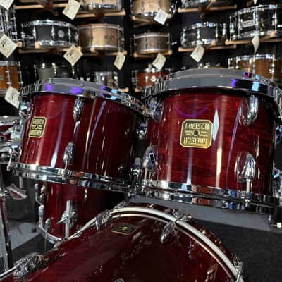 ~BENTLEY'S EXCLUSIVE~ Gretsch USA Custom 5-Piece 10/12/14/16/22 Drum Kit Set in Walnut Gloss Lacquer with Square Badges image 3