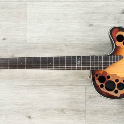 Mint Ovation Limited Celebrity Elite Plus Exotic Acoustic-Electric Guitar, Flamed Eucalyptus, Sunbur image 5