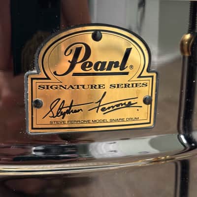 Pearl SF1465 14x6.5" Steve Ferrone Signature Brass Snare Drum with Gold Hardware 2000s - Black Nickel Over Brass image 7