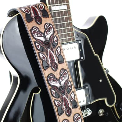 Walker & Williams LHR-23 Gloss Black Premium Leather w/North West Bear Totem Carving image 4