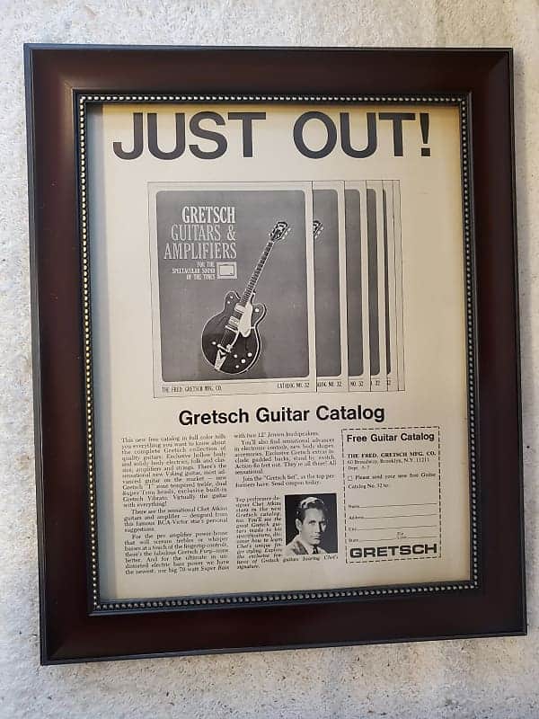 1965 Gretsch Guitars Promotional Ad Framed Chet Atkins Gretsch Catalog #32 Original image 1