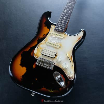 Fender Stratocaster S/S/H Black on Sunburst Aged Relic image 1