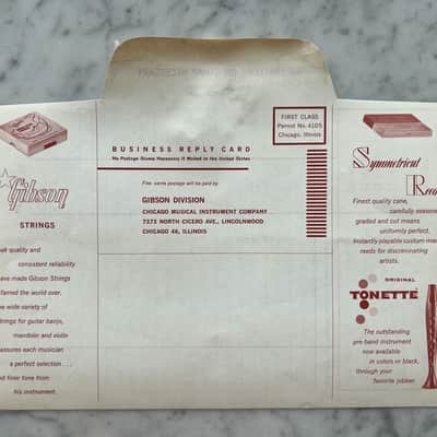 Late 50’s/Early 60’s Gibson Dealer Order Form Rare Collector Flying V Les Paul Burst SG ES  1950’s - 1960’s image 1