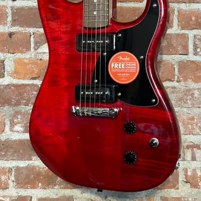 New Squier Paranormal Strat-O-Sonic - Crimson Red Transparent, Support A Brick and Mortar Store, Shop Here! image 1