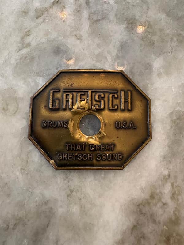 Gretsch Stop Sign Badge 1970's - brass image 1