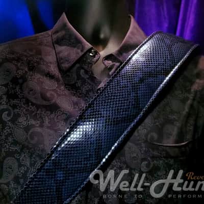 Well-Hung Snakes in My Brain "Midnight Blue" Python 3" wide padded guitar strap image 1