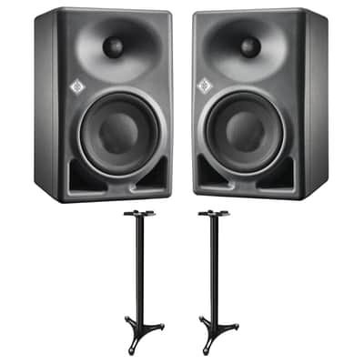 2x Neumann KH120 Grey Powered Speaker Active Monitor Pair + Ultimate 45" Stands image 1
