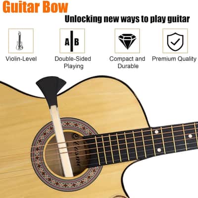 Guitar Bow Kit, 2-in-1 Horsehair Aluminum Alloy Guitar Bow Pick with Rosin Sandpaper Cloth Fun Acoustic Instrument Playing Tools Create Violin & Cello Sounds Creative Gift for Music Lover image 2