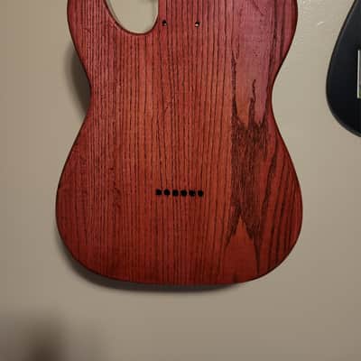 Unbranded Tele style Solid Ash, chambered with a 1/4" Oak top, Clear coat over stain Clear coat over stain image 6